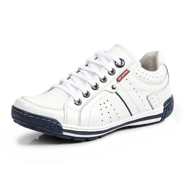 Sapatênis Tênis Couro Natural Linha Conforto Reverso - 3019 - Branco