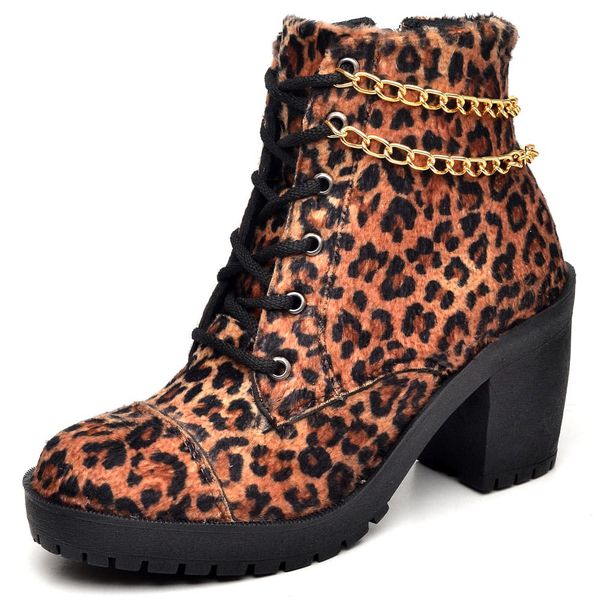 Bota Coturno Feminina Com Corrente CFT 400 On a