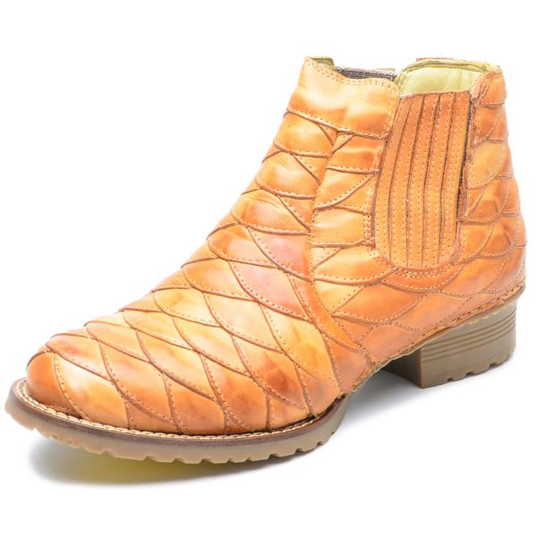 Bota Country Couro Escamado Cla Cle - 571 - Mostarda