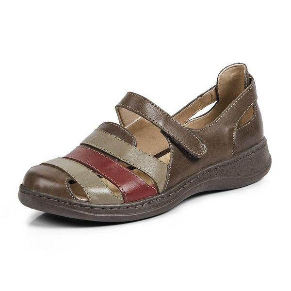 Sandália Feminina Couro Legítimo Linha Boneca Retrô Vintage Serella - 7073 - Café