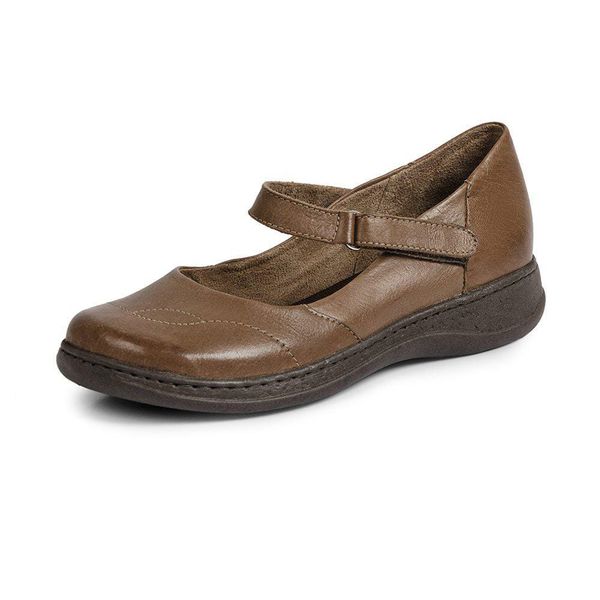 Sapato Feminino Couro Legítimo Linha Boneca Retrô Vintage Serella - 7074 - Bege
