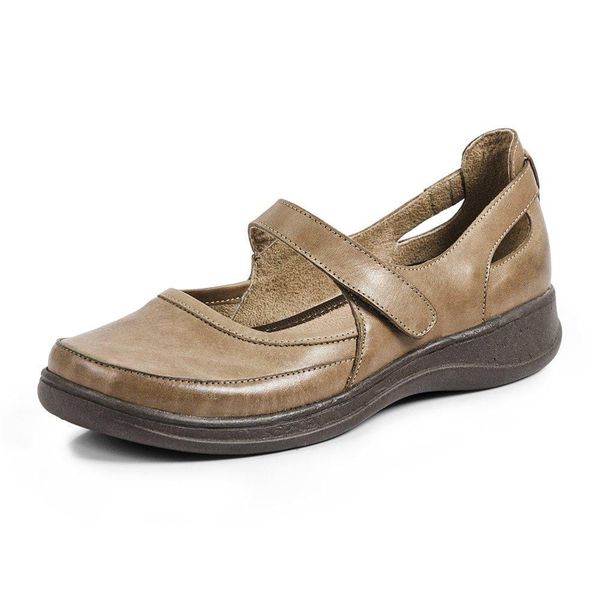 Sapato Feminino Couro Legítimo Linha Boneca Retrô Vintage Serella - 7075 - Bege