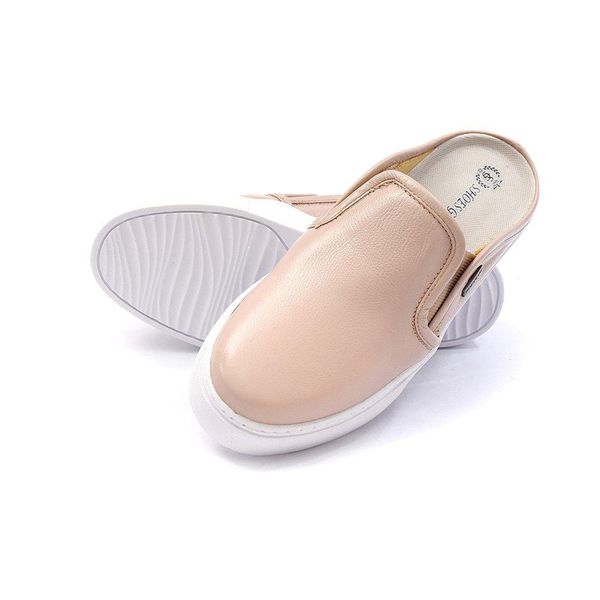 Mule Feminino Casual Couro Legítimo Sola Alta Capella Gshoes - 890-3 - Nude
