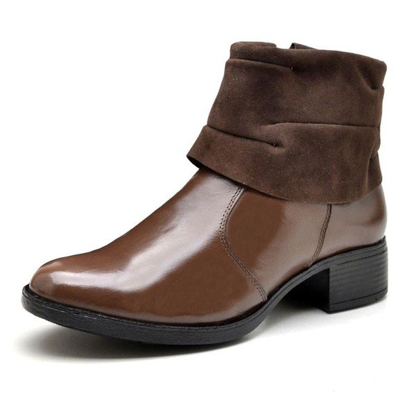 Bota Feminina Couro Legítimo Cano Suede Canadian Reta Oposta - F3000 - Café