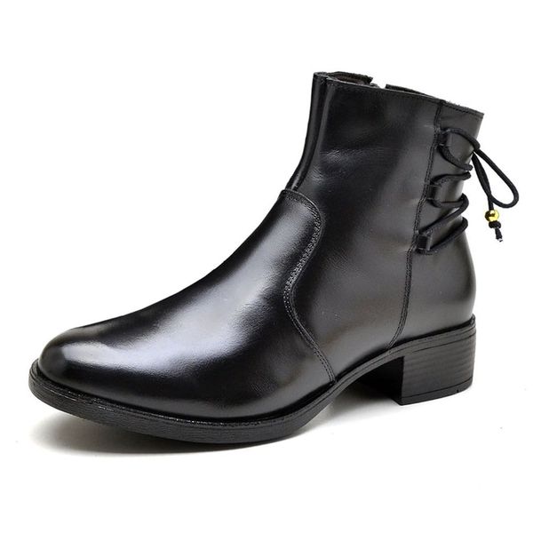 Bota Feminina Couro Legítimo Tie Back Canadian Reta Oposta - F3002 - Preto