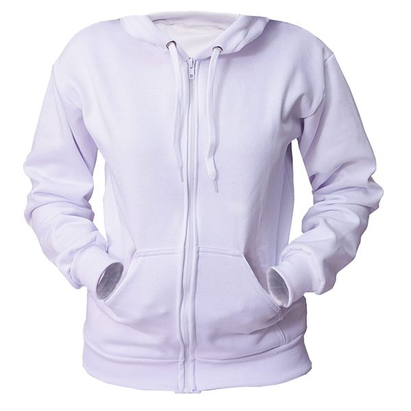 Blusa de Frio Moletom Zíper Plus Size V.T. - Branco