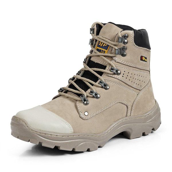 Bota Adventure Couro Legítimo Látego Bico Diamante Trekking Stop Boots - R34 - Nude