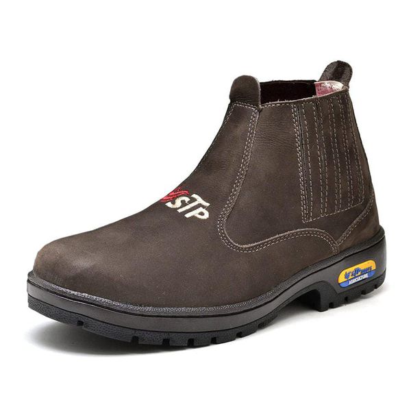 Botina Linha Profissional Couro Legítimo Nobuck New Stop Boots- R37 - Café