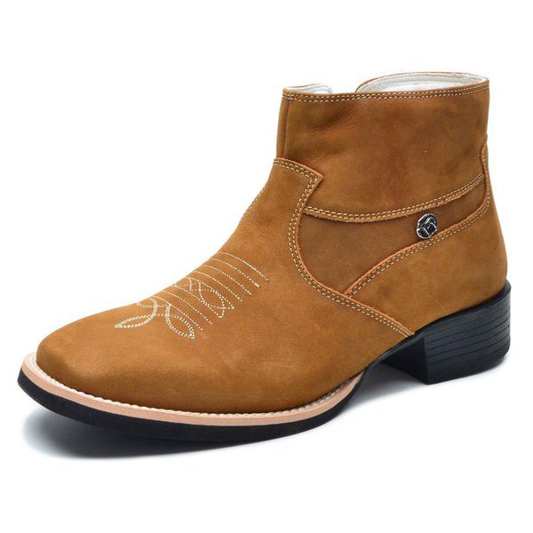 bota country couro legitimo florao cla cle v5057 castor DIFRANCA