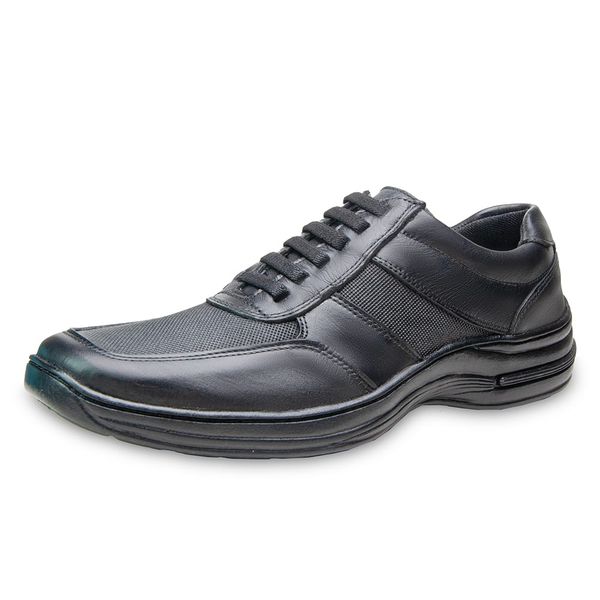 Sapato Masculino em Couro Linha Conforto ZR Shoes - Z01 - Preto
