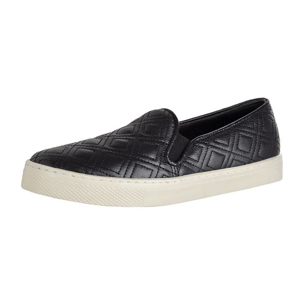 Sapatênis Iate Slip On Casual Feminino Couro Legítimo - Matelassê - L.a. - 26020 - Preto