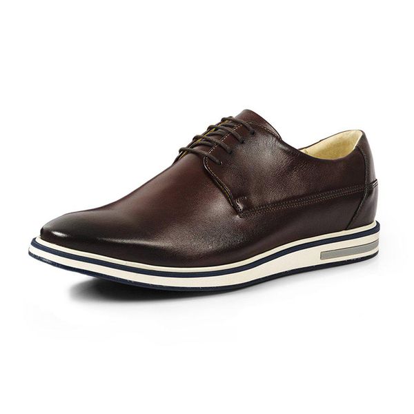 Sapato Casual Masculino Derby Couro Legítimo Kingdom Reverso - 1130 - Tabaco