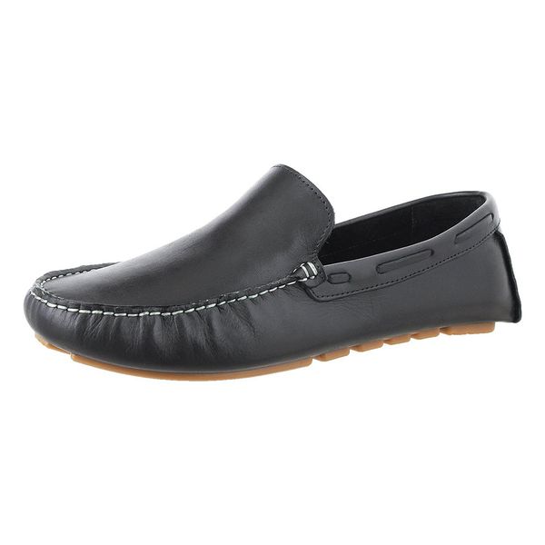 Mocassim Drive Forrado Em Couro Casual Cla Cle - 102 - Preto
