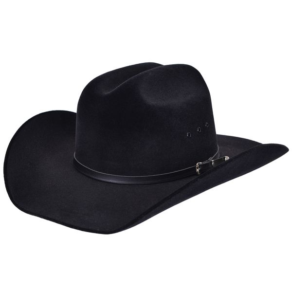 Chapéu Americano em Couro Masculino Cla Cle - A0180 - Preto