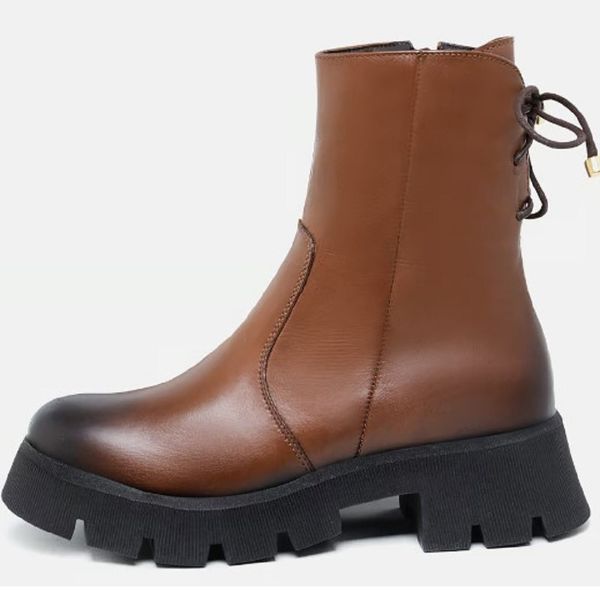 Bota Feminina Coturno Couro DIfranca - 14200 - Tabaco