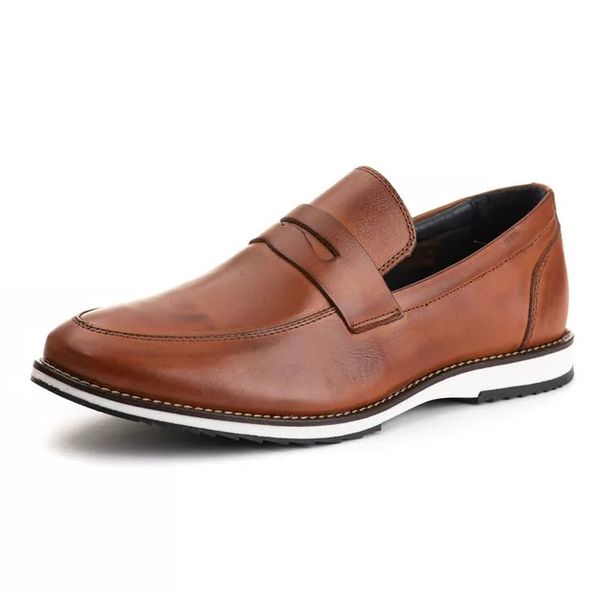 Sapato Mocassim Loafer Masculino Couro DIfranca - 8001 - Castor