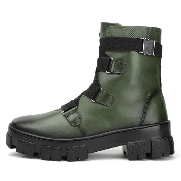 Bota Feminina Coturno Tratorado Verde Couro DIfranca - 9052