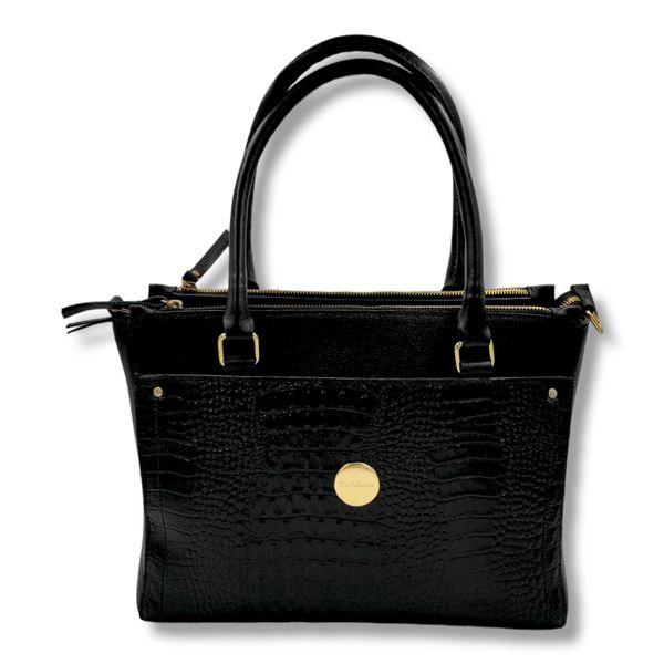 Bolsa Paris Couro Preto croco