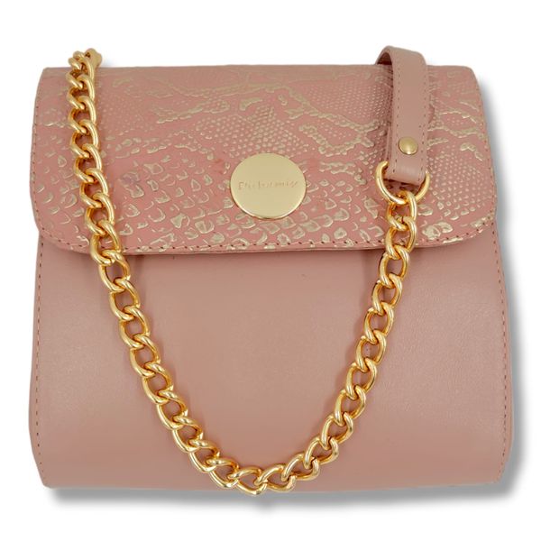 Bolsa mini bag Helena Bege com Dourado