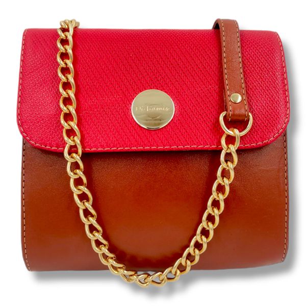 Bolsa mini bag Helena Caramelo com vermelho