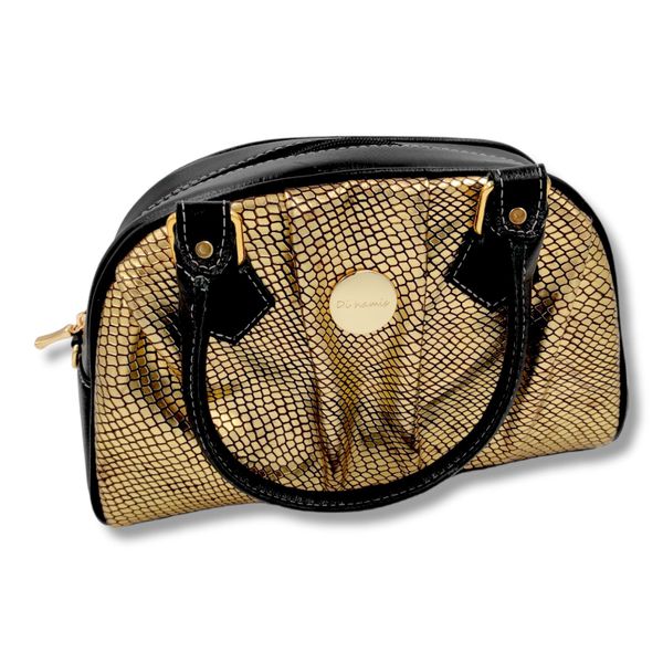 Bolsa Carmen Preto com dourado textura