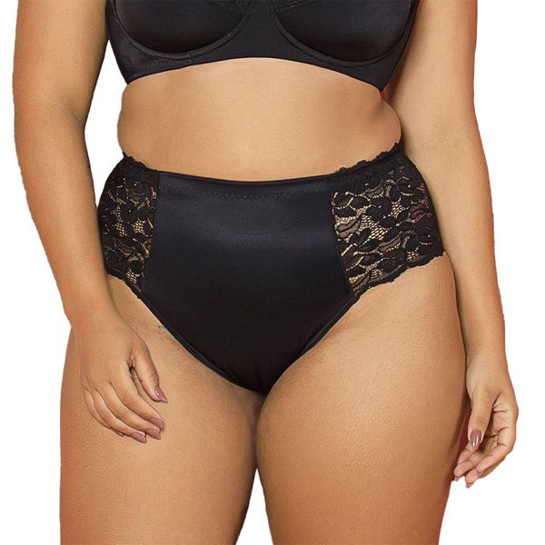 CALCINHA CAVAS RENDADAS PRETO