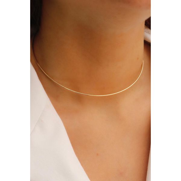 Chocker Aro Fino Lisa em Banho de Ouro18K.