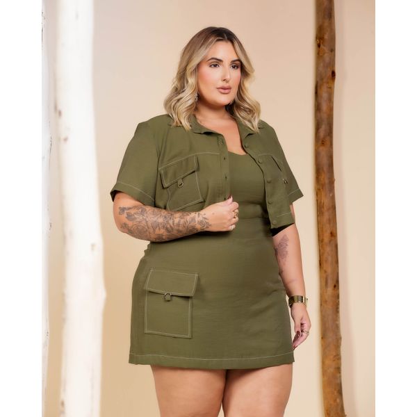 TRIJUNTO CAMISA CROPPED E SAIA SHORT VERDE - DIVAS VOGA 