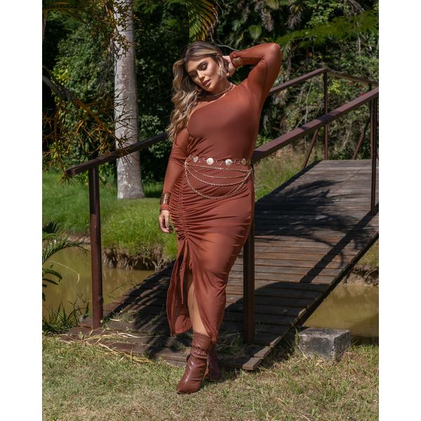 VESTIDO TULE MARROM - MARIA FRANCIA