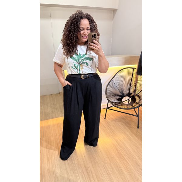 CALÇA PANTALONA VISCOLINHO - PRETA