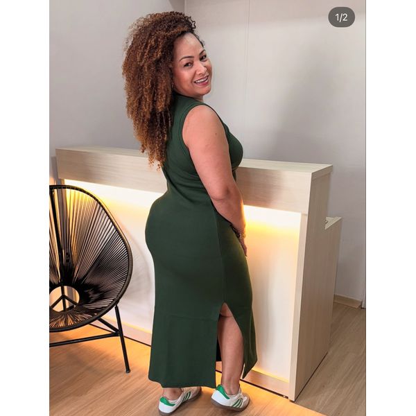 VESTIDO SOFIA REGATA - VERDE OLIVA