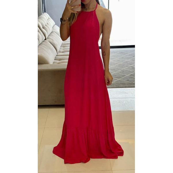 Vestido Longo Frente Única Vermelho