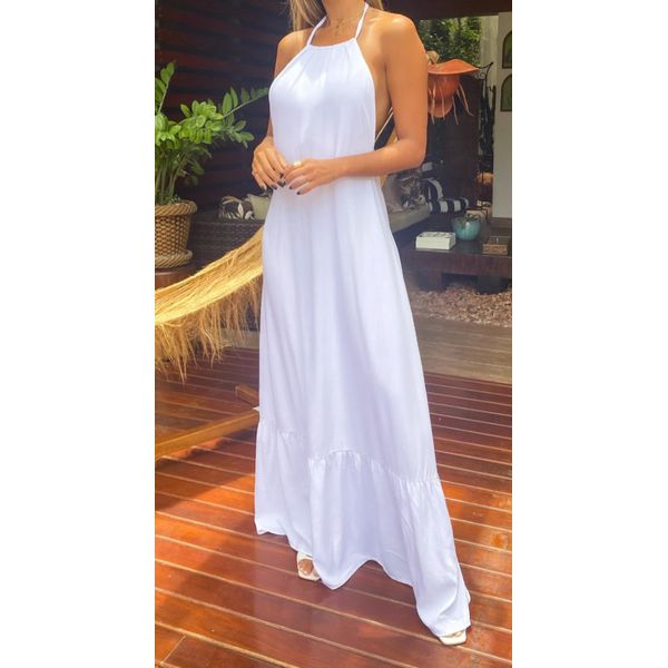 Vestido Longo Frente Única Branco