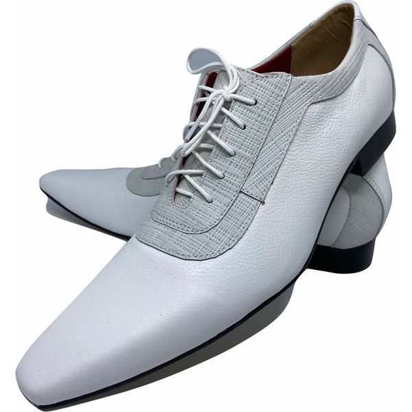 Sapato Masculino Italiano em Couro Social Executivo Branco Cine Bico Fino Ref: 317 Branco