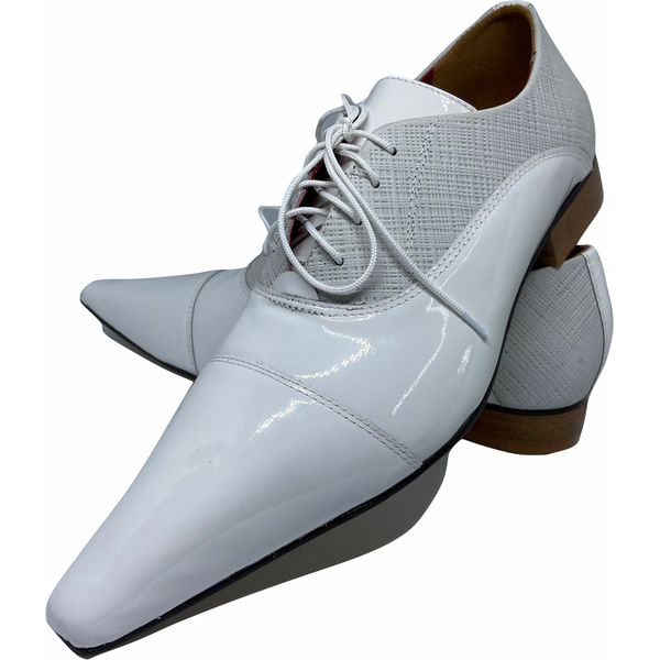Sapato Masculino Italiano em Couro Social Executivo Branco Rule Bico Fino Ref: 319 Branco