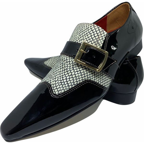 Sapato Masculino Italiano em Couro Social Executivo Preto Stones Bico Fino Ref: 321 Preto