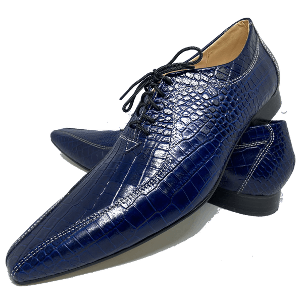 Sapato Masculino Italiano em Couro Social Executivo Azul Saturday Bico Fino Ref: 438 Azul Azul