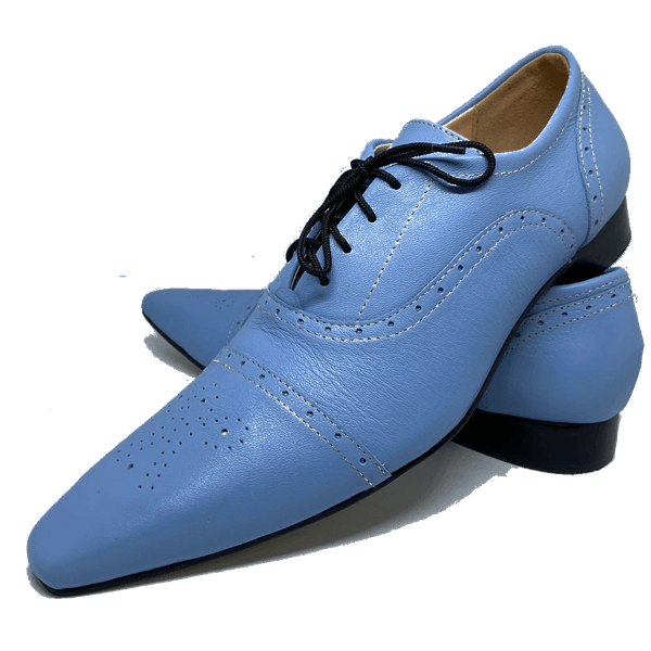 Sapato Masculino Italiano em Couro Social Executivo Azul Sunday Bico Fino Ref: 445 Azul Azul