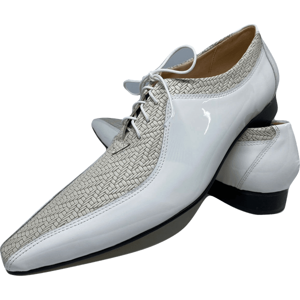 Sapato Masculino Italiano em Couro Social Executivo Branco Future Bico Fino Ref: 446 Branco Branco
