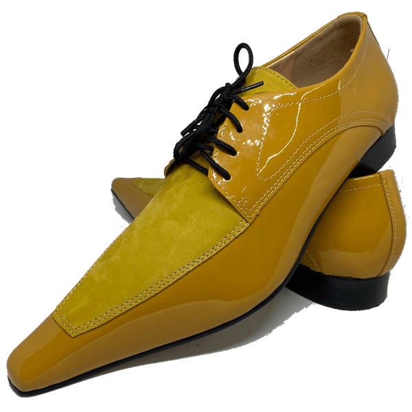Sapato Masculino Italiano em Couro Social Executivo Amarelo Book Bico Fino Ref: 447 Amarelo Amarelo