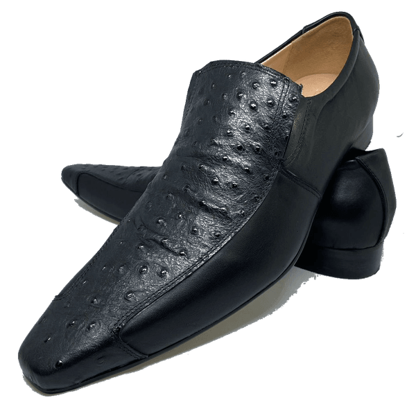 Sapato Masculino Italiano em Couro Social Executivo Belotto Bico Fino Ref: 448 Preto Preto