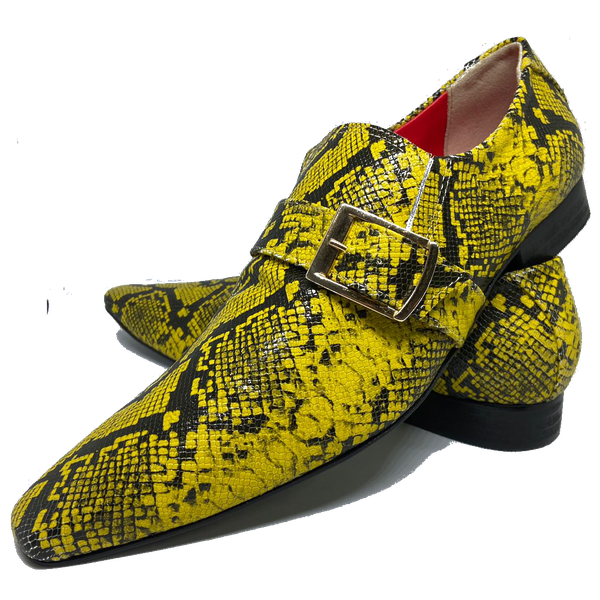 Sapato Masculino Italiano em Couro Social Executivo Amarelo Monopoly Bico Fino Ref: 463 Amarelo Amarelo