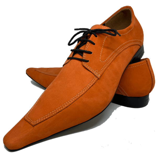 Sapato Masculino Italiano em Couro Social Executivo Laranja Tenderly Bico Fino Ref: 468 Laranja Laranja