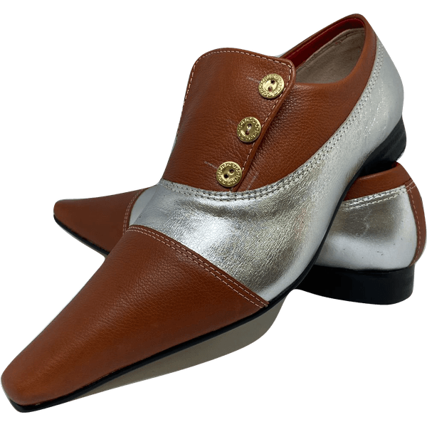 Sapato Masculino Italiano em Couro Social Executivo Marrom Liberty Bico Fino Ref: 473 Marrom