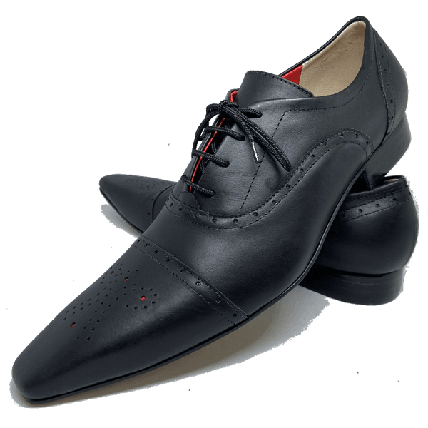 Sapato Masculino Italiano em Couro Social Executivo Calme Bico Fino Ref: 488 Preto Preto