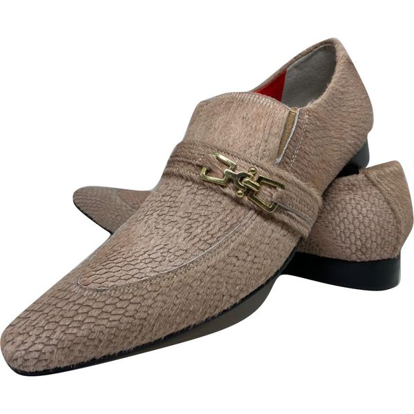 Sapato Masculino Italiano em Couro Social Executivo Marrom Smart Bico Fino Ref: 506 Marrom