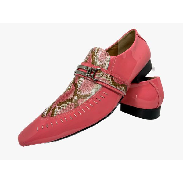 Sapato Masculino Italiano Em Couro Social Rosa Cobra Ref: D706