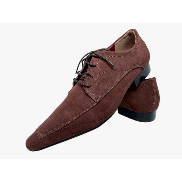 Sapato Masculino Italiano Em Camurça Social Marrom Ref: D803