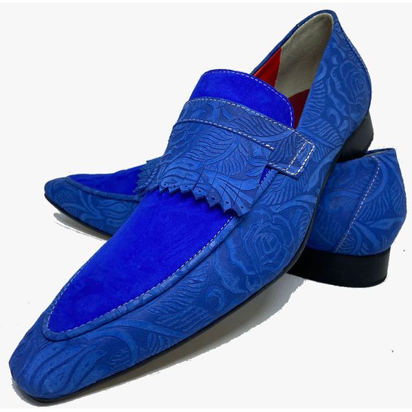 Sapato Masculino Italiano em Couro Social Executivo Azul 544