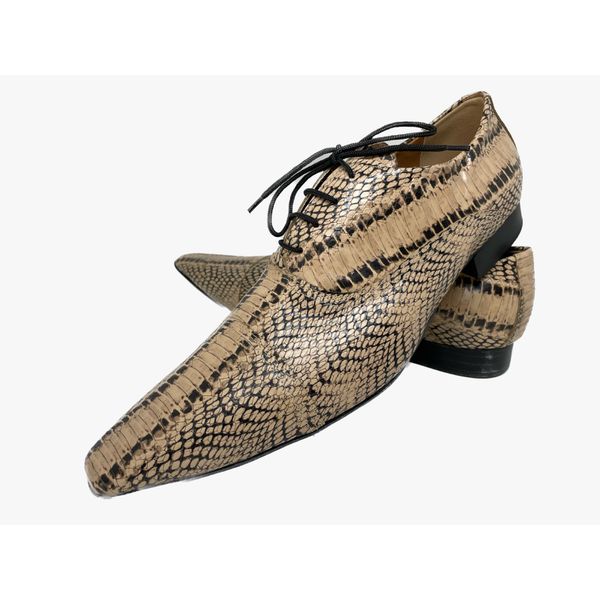 Sapato Masculino Italiano em Couro Executivo Bege Cobra - Ref: 705